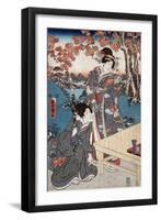 Court Ladies Gathering Maple Leaves, Japanese Wood-Cut Print-Lantern Press-Framed Art Print