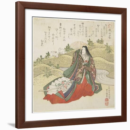 Court Lady and Two Rabbits, January 1831-Utagawa Toyokuni-Framed Giclee Print