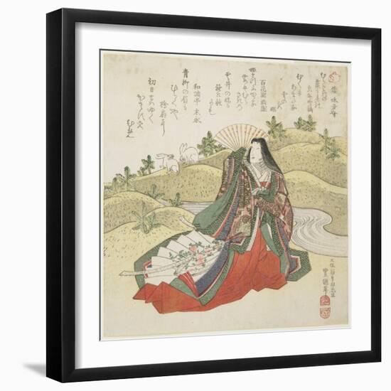 Court Lady and Two Rabbits, January 1831-Utagawa Toyokuni-Framed Giclee Print