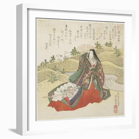 Court Lady and Two Rabbits, January 1831-Utagawa Toyokuni-Framed Giclee Print