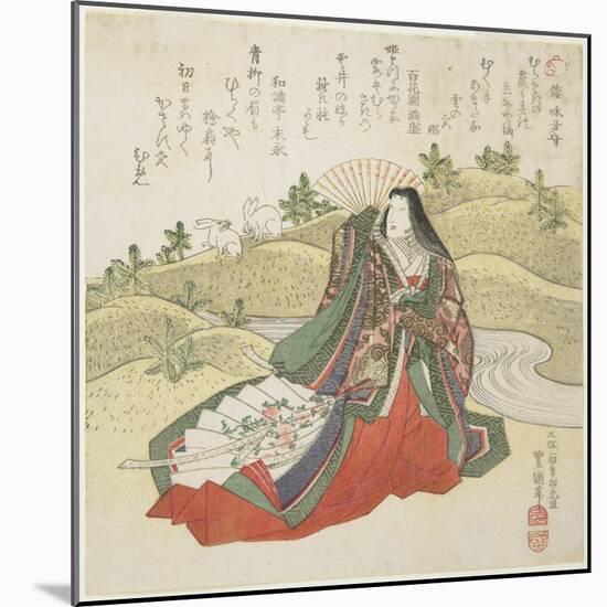 Court Lady and Two Rabbits, January 1831-Utagawa Toyokuni-Mounted Giclee Print