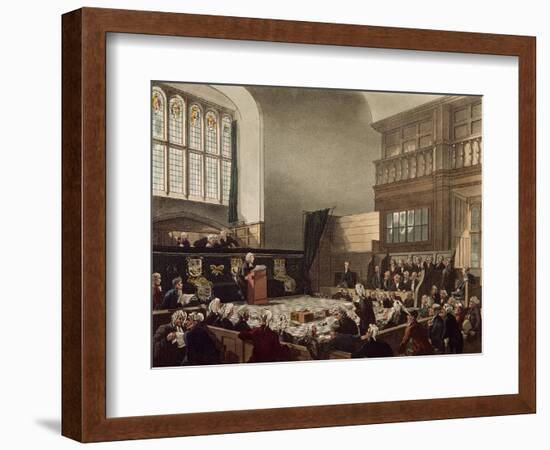 Court of Exchequer, Westminster Hall, from 'The Microcosm of London', Engraved by J. C. Stadler-Thomas Rowlandson-Framed Giclee Print