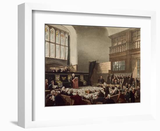 Court of Exchequer, Westminster Hall, from 'The Microcosm of London', Engraved by J. C. Stadler-Thomas Rowlandson-Framed Giclee Print