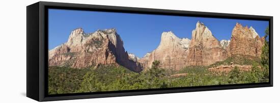 Court of Patriarchs, Abraham Peak, Isaac Peak, Mt Moroni and Jacob Peak, Zion Nat'l Pk, Utah, USA-Peter Barritt-Framed Stretched Canvas