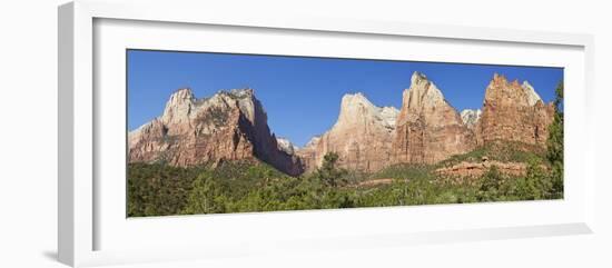 Court of Patriarchs, Abraham Peak, Isaac Peak, Mt Moroni and Jacob Peak, Zion Nat'l Pk, Utah, USA-Peter Barritt-Framed Photographic Print