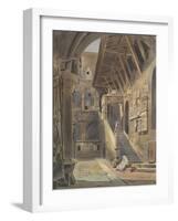 Court of the Bargello, Florence, 1839 (W/C with Ink and Pencil on Paper)-Thomas Hartley Cromek-Framed Giclee Print