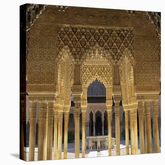 Court of the Lions, Alhambra Palace, UNESCO World Heritage Site, Granada, Andalucia, Spain, Europe-Stuart Black-Stretched Canvas