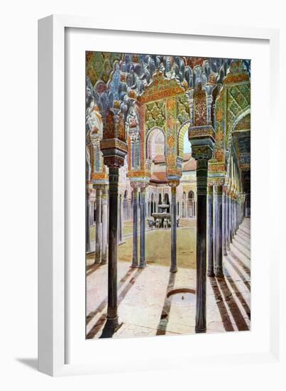 Court of the Lions, the Alhambra, Granada, Andalusia, Spain, C1924-null-Framed Giclee Print