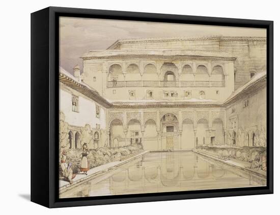 Court of the Myrtles (Patio De Los Arrayanes) and the Palace of Charles V-John Frederick Lewis-Framed Stretched Canvas