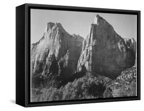 Court Of The Patriarchs Zion National Park Utah 1933-1942-Ansel Adams-Framed Stretched Canvas