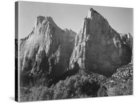 Court Of The Patriarchs Zion National Park Utah 1933-1942-Ansel Adams-Stretched Canvas