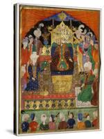 Court Scene from Shahnama, 14th century Iran Timurid Period-null-Stretched Canvas