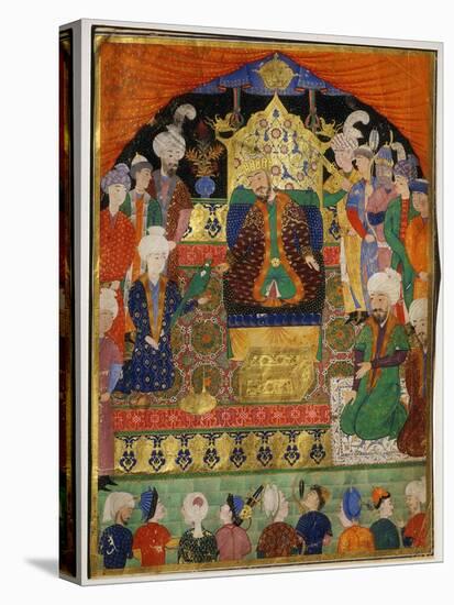 Court Scene from Shahnama, 14th century Iran Timurid Period-null-Stretched Canvas
