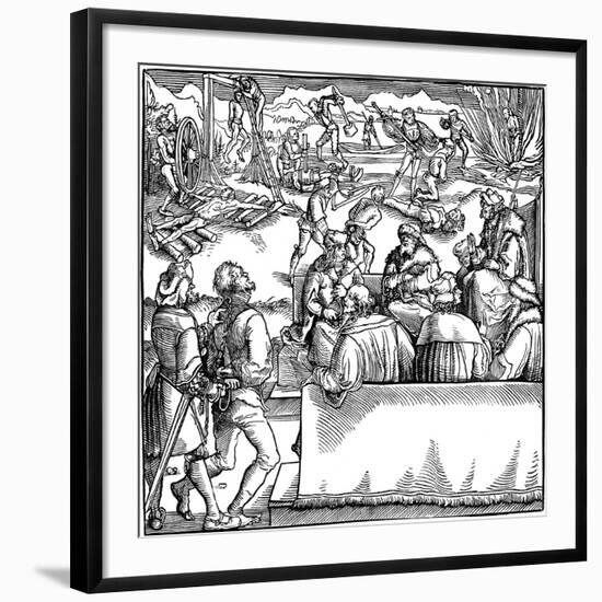 Court Session. Illustration from the Book Phisicke Against Fortune by Petrarch, 1532-Hans Holbein the Younger-Framed Giclee Print