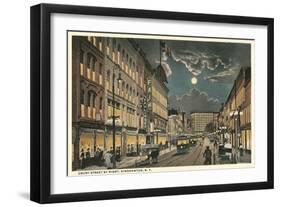 Court Street by Night, Binghamton, New York-null-Framed Art Print