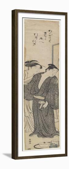 Courtesan and Her Lover, C. 1780-1795-Katsukawa Shuncho-Framed Premium Giclee Print