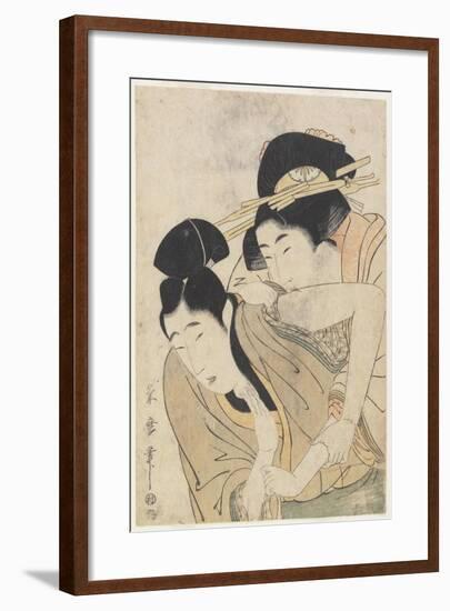 Courtesan and Her Lover, C. 1800-1804-Kitagawa Tsukimaro-Framed Giclee Print