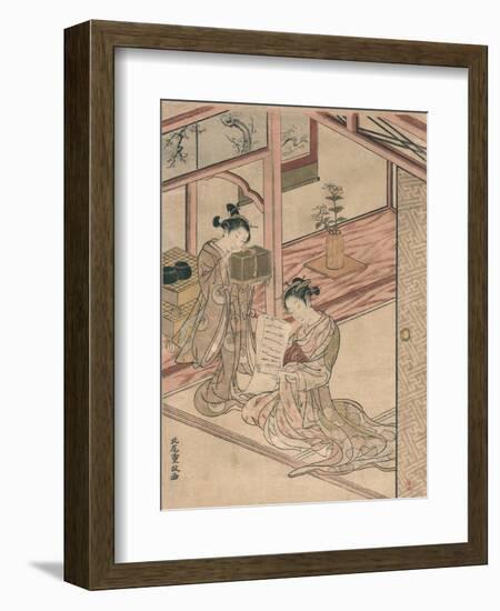 Courtesan and Kamuro in a Parlour-Kitao Shigemasa-Framed Giclee Print