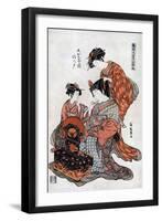 Courtesan at Her Toilet, 19th Century-Koriusai-Framed Giclee Print