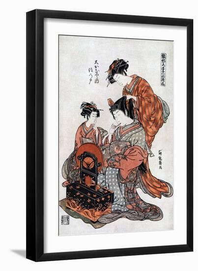 Courtesan at Her Toilet, 19th Century-Koriusai-Framed Giclee Print