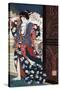 Courtesan Fixing Her Hair, Japanese Wood-Cut Print-Lantern Press-Stretched Canvas