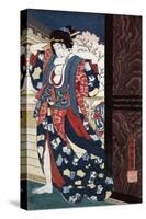 Courtesan Fixing Her Hair, Japanese Wood-Cut Print-Lantern Press-Stretched Canvas