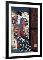 Courtesan Fixing Her Hair, Japanese Wood-Cut Print-Lantern Press-Framed Art Print