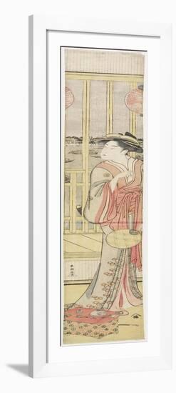 Courtesan Hanao Gi Cooling Herself, C. 1788-Katsukawa Shuncho-Framed Premium Giclee Print