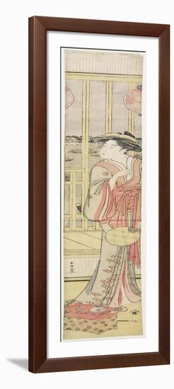 Courtesan Hanao Gi Cooling Herself, C. 1788-Katsukawa Shuncho-Framed Premium Giclee Print