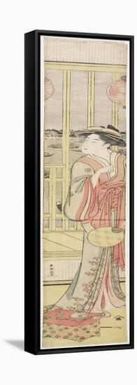 Courtesan Hanao Gi Cooling Herself, C. 1788-Katsukawa Shuncho-Framed Stretched Canvas