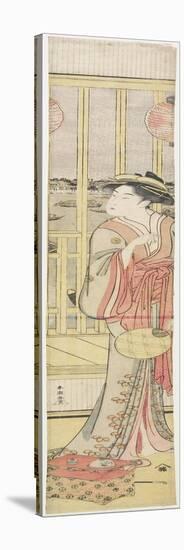 Courtesan Hanao Gi Cooling Herself, C. 1788-Katsukawa Shuncho-Stretched Canvas