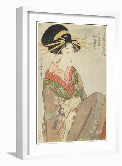 Courtesan Hitomoto of the Daimonjiya House, 1801-1802-Kitagawa Utamaro-Framed Giclee Print