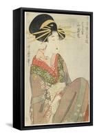 Courtesan Hitomoto of the Daimonjiya House, 1801-1802-Kitagawa Utamaro-Framed Stretched Canvas