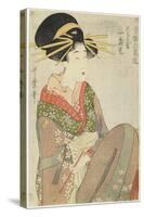 Courtesan Hitomoto of the Daimonjiya House, 1801-1802-Kitagawa Utamaro-Stretched Canvas