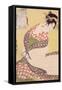 Courtesan Kneeling-Kitagawa Utamaro-Framed Stretched Canvas