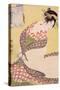 Courtesan Kneeling-Kitagawa Utamaro-Stretched Canvas