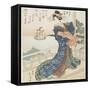 Courtesan Looking at a Foreign Ship, 1818-1844-Toyota Hokkei-Framed Stretched Canvas