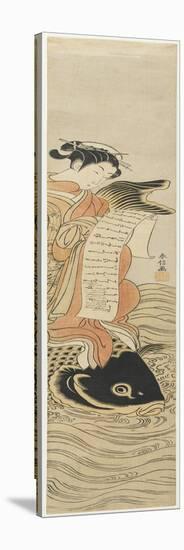 Courtesan on the Back of a Carp as a Mitate of Kinko, C. 1768-Suzuki Harunobu-Stretched Canvas