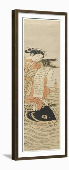 Courtesan on the Back of a Carp as a Mitate of Kinko, C. 1768-Suzuki Harunobu-Framed Premium Giclee Print