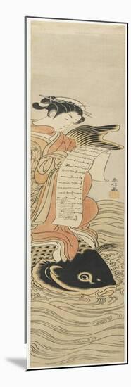 Courtesan on the Back of a Carp as a Mitate of Kinko, C. 1768-Suzuki Harunobu-Mounted Premium Giclee Print