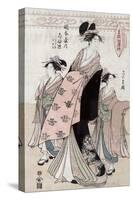 Courtesan Shinateru of the Okamoto-ya, Japanese Wood-Cut Print-Lantern Press-Stretched Canvas