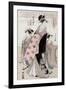 Courtesan Shinateru of the Okamoto-ya, Japanese Wood-Cut Print-Lantern Press-Framed Art Print