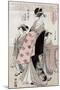 Courtesan Shinateru of the Okamoto-ya, Japanese Wood-Cut Print-Lantern Press-Mounted Art Print