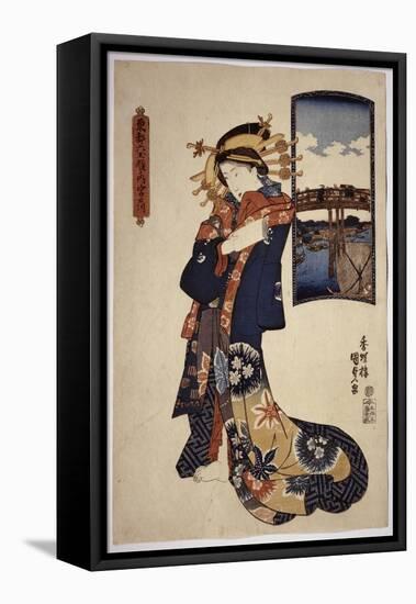 Courtesan Wearing Kimono Decorated Using Shibori Technique-null-Framed Stretched Canvas