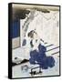 Courtesan Wearing Yukata (Blue and White Cotton Kimono)-null-Framed Stretched Canvas