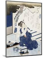 Courtesan Wearing Yukata (Blue and White Cotton Kimono)-null-Mounted Giclee Print