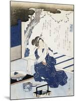 Courtesan Wearing Yukata (Blue and White Cotton Kimono)-null-Mounted Giclee Print