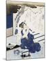 Courtesan Wearing Yukata (Blue and White Cotton Kimono)-null-Mounted Giclee Print