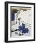 Courtesan Wearing Yukata (Blue and White Cotton Kimono)-null-Framed Premium Giclee Print