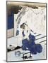 Courtesan Wearing Yukata (Blue and White Cotton Kimono)-null-Mounted Premium Giclee Print